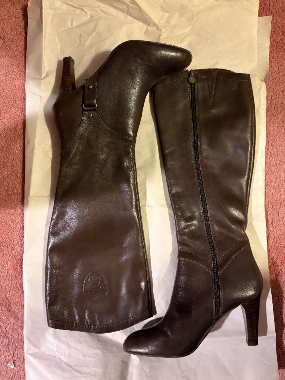 Eitenne Aigner Becca Oxford brown leather boots size 9.5
